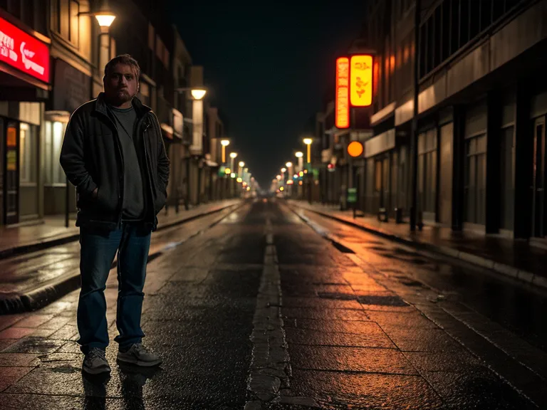 Acera urbana de noche con la distancia de seguridad que da la conciencia del entorno
