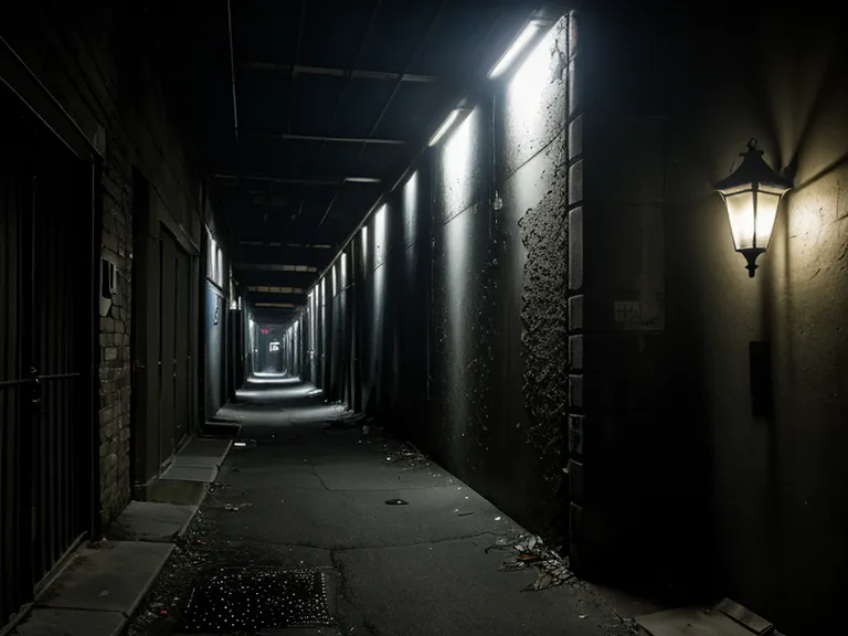 Esquina de una calle urbana oscura mostrando la distancia de escape