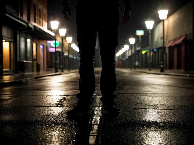 Vista en túnel de una calle urbana poco iluminada de noche, el tipo de distracción que ningún curso de defensa personal sin armas prepara para el estrés real.