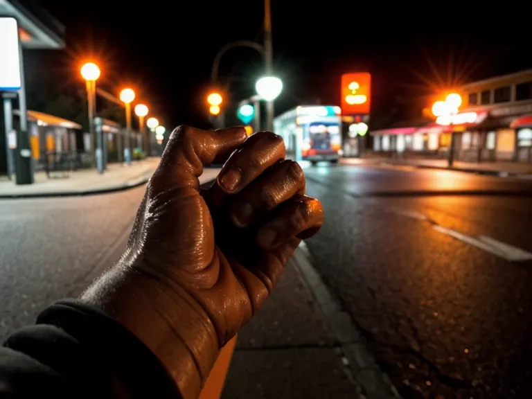 Defensa personal real en zonas peligrosas: alguien caminando alerta de noche por una calle poco iluminada, un reflejo de la seguridad urbana y la supervivencia callejera en Tijuana