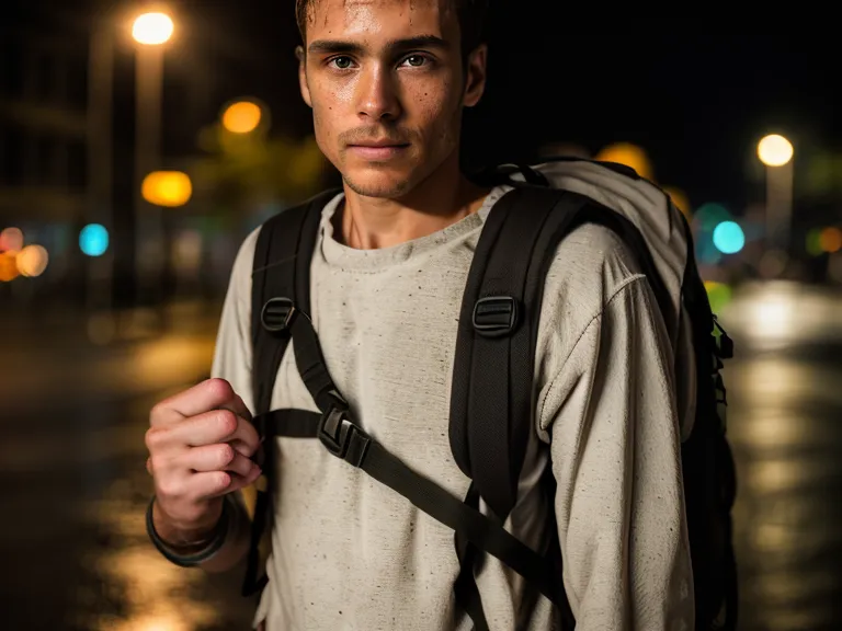 Mano tensa sujetando la correa de una mochila mostrando estrés físico